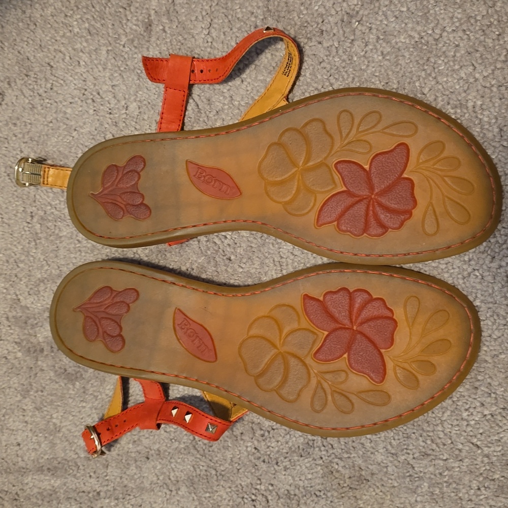 Born Adana Studded Leather Sandals orange Summer Flip Flops Studs - Picture 6 of 7